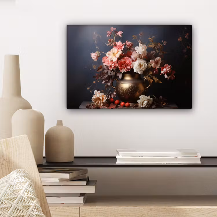 Canvas schilderij - Stilleven - Bloemen - Rozen - Boeket - Vaas — 5