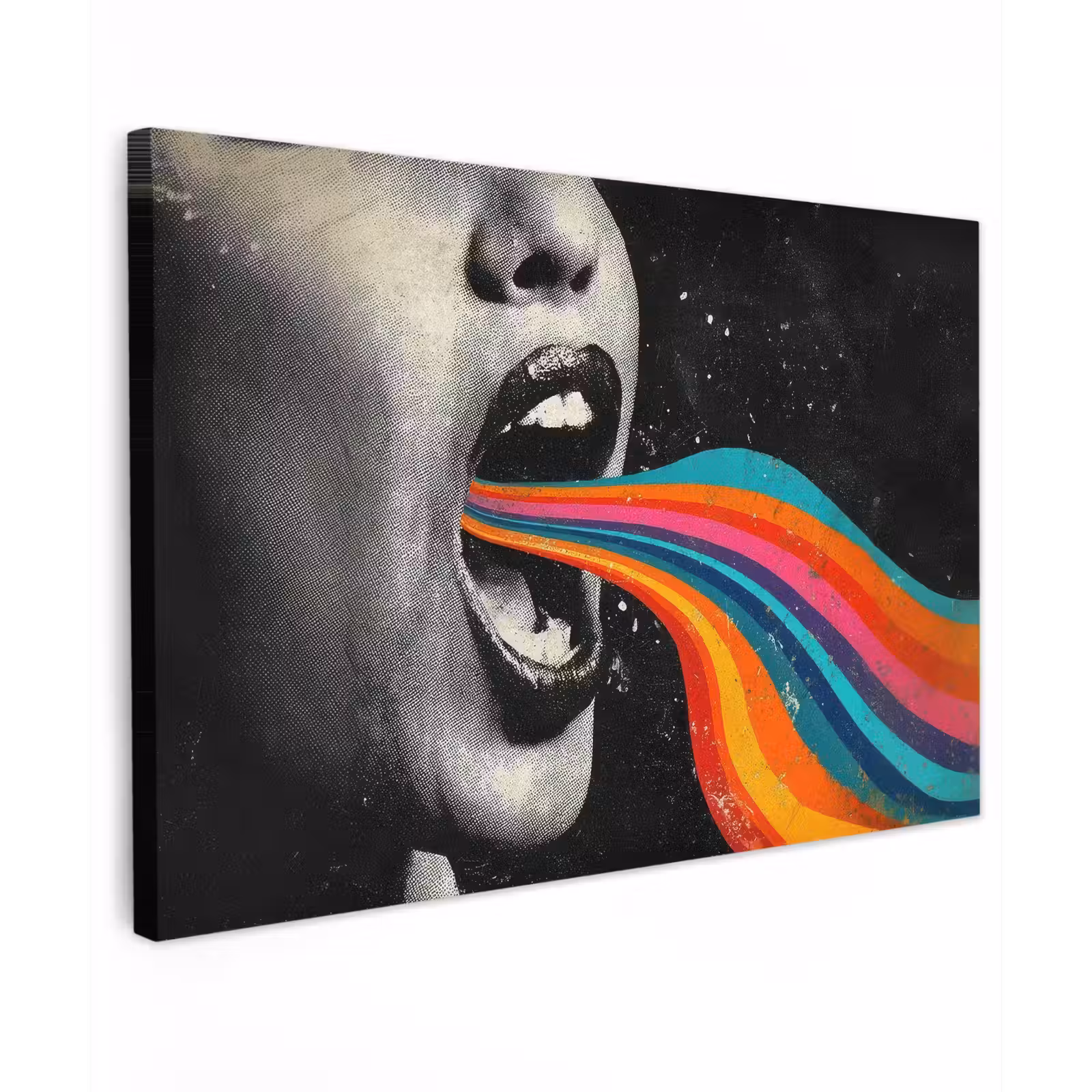 Canvas schilderij - Mond - Golven - Regenboog — 1