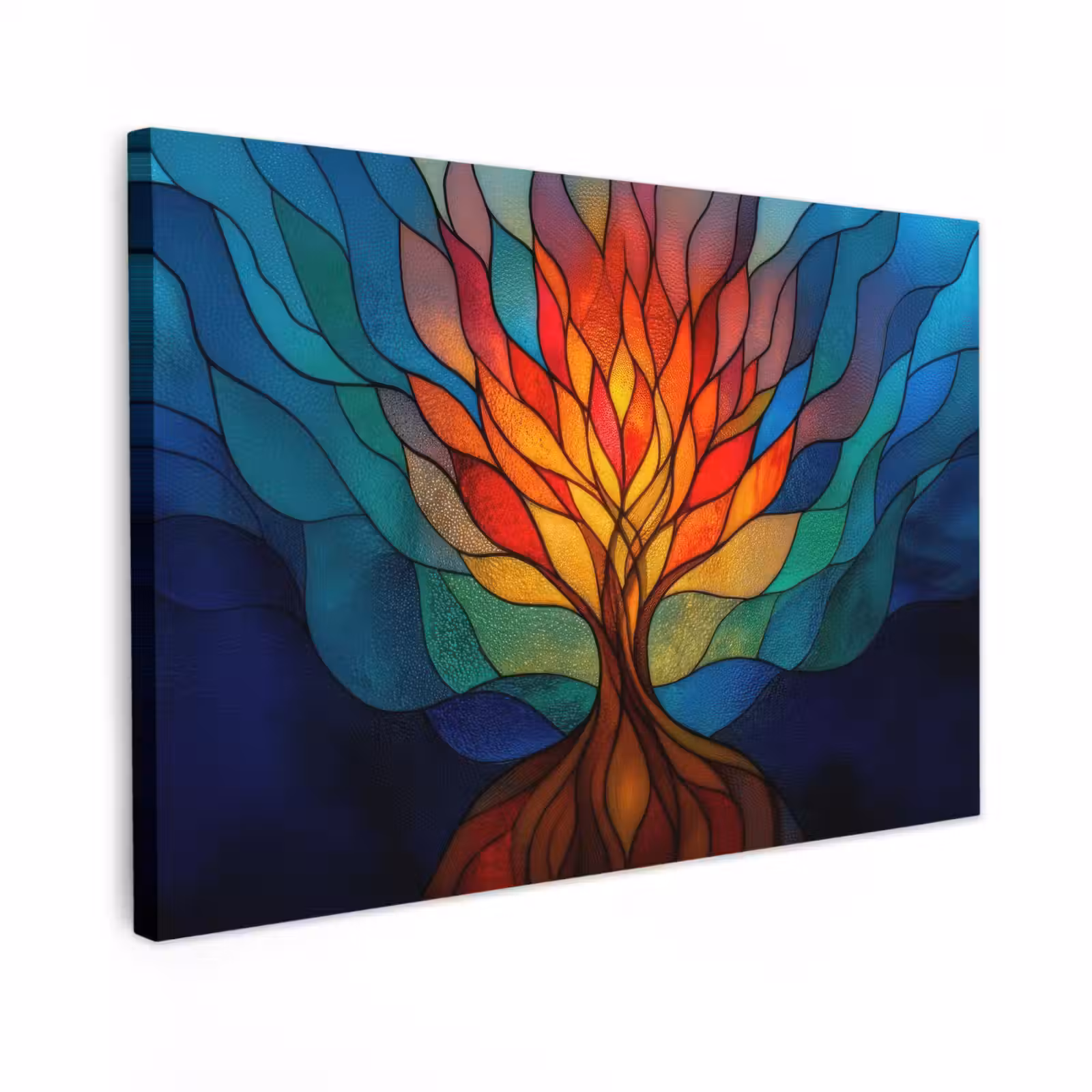Canvas schilderij - Sierglas - Boom - Rood - Vlakken — 1
