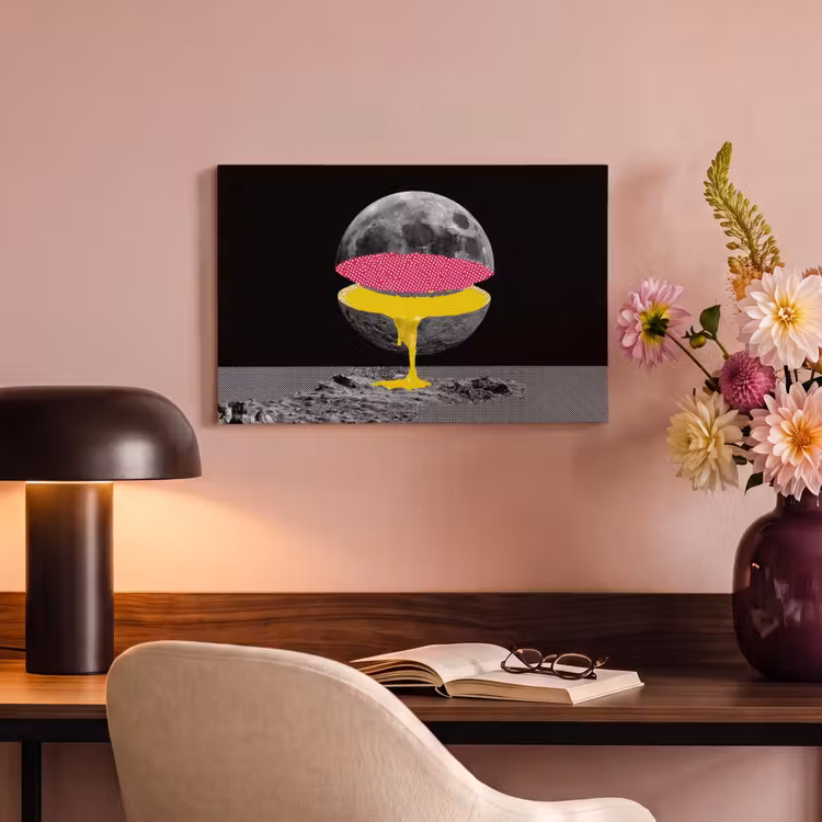 Canvas schilderij - Maan - Geel - Roze - Zwart — 4