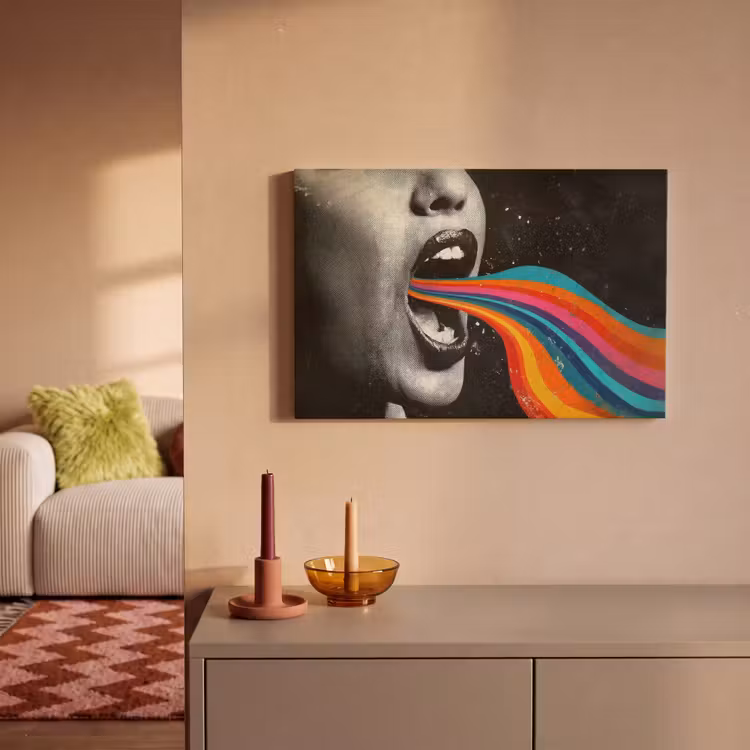 Canvas schilderij - Mond - Golven - Regenboog — 2