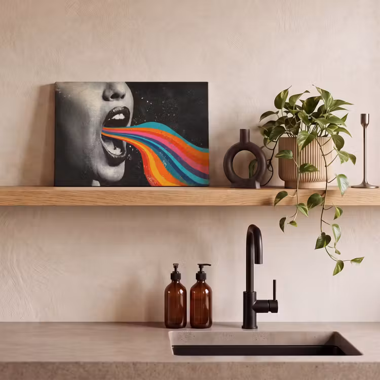 Canvas schilderij - Mond - Golven - Regenboog — 3