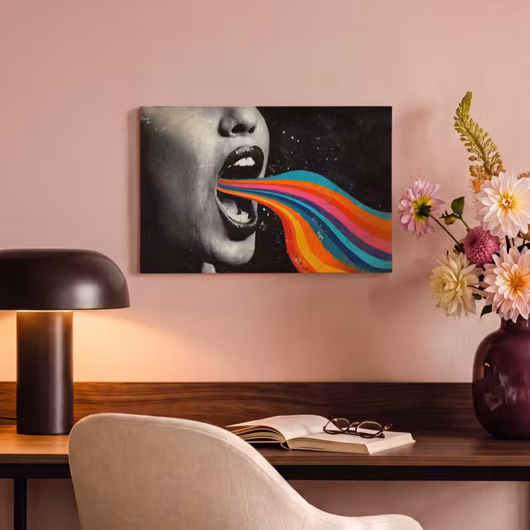 Canvas schilderij - Mond - Golven - Regenboog — 4
