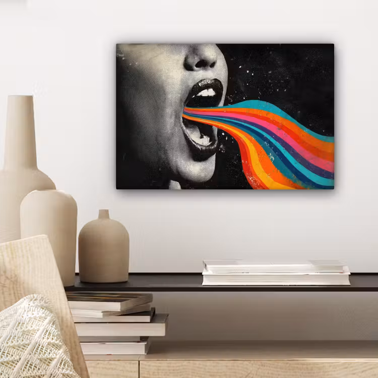 Canvas schilderij - Mond - Golven - Regenboog — 5