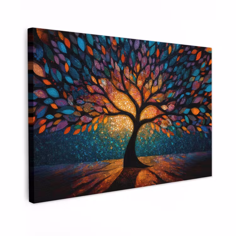 Canvas schilderij - Mozaïek - Kleurrijk - Boom - Takken — 1