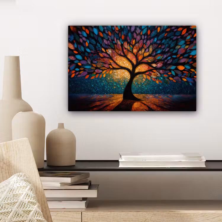 Canvas schilderij - Mozaïek - Kleurrijk - Boom - Takken — 5