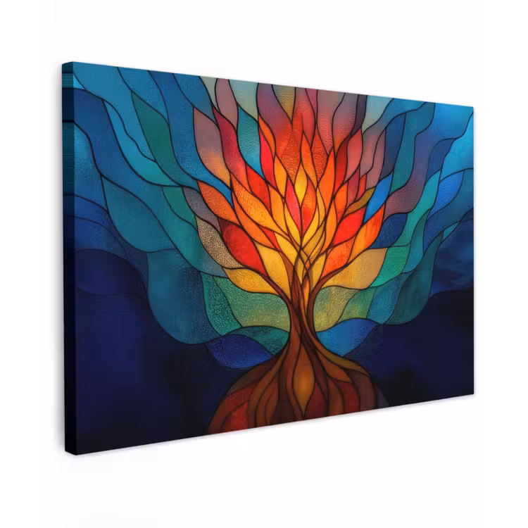 Canvas schilderij - Sierglas - Boom - Rood - Vlakken — 1