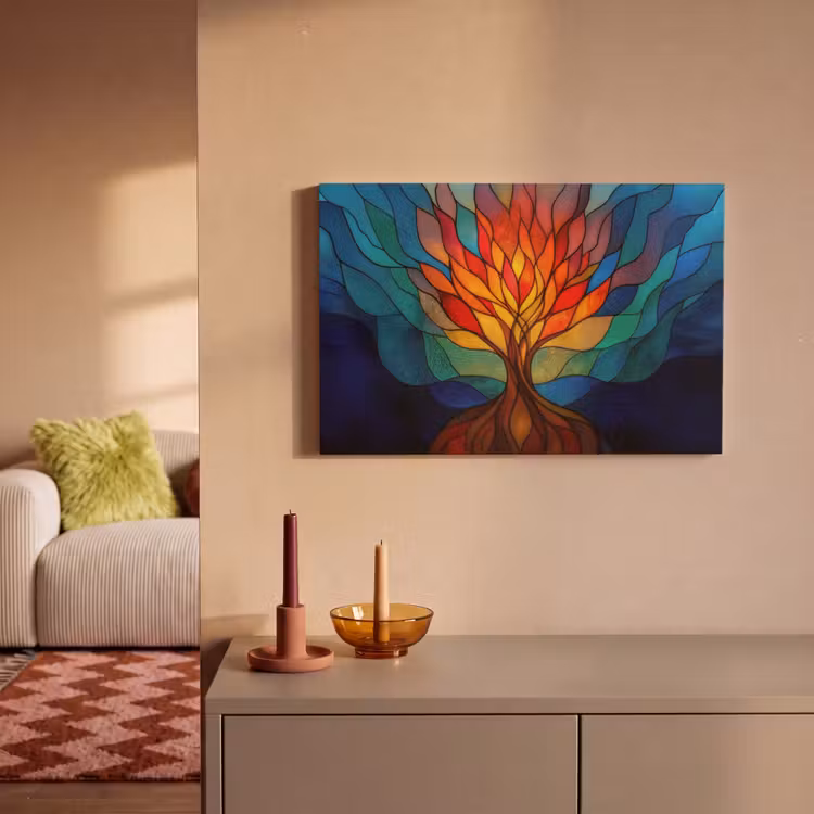 Canvas schilderij - Sierglas - Boom - Rood - Vlakken — 2