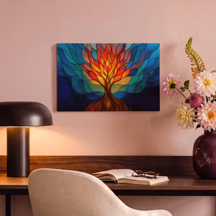 Canvas schilderij - Sierglas - Boom - Rood - Vlakken — 4