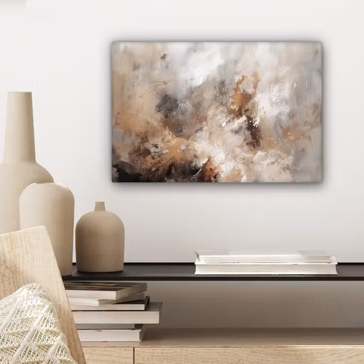 Canvas schilderij - Verf - Abstract - Beige - Kunst — 5