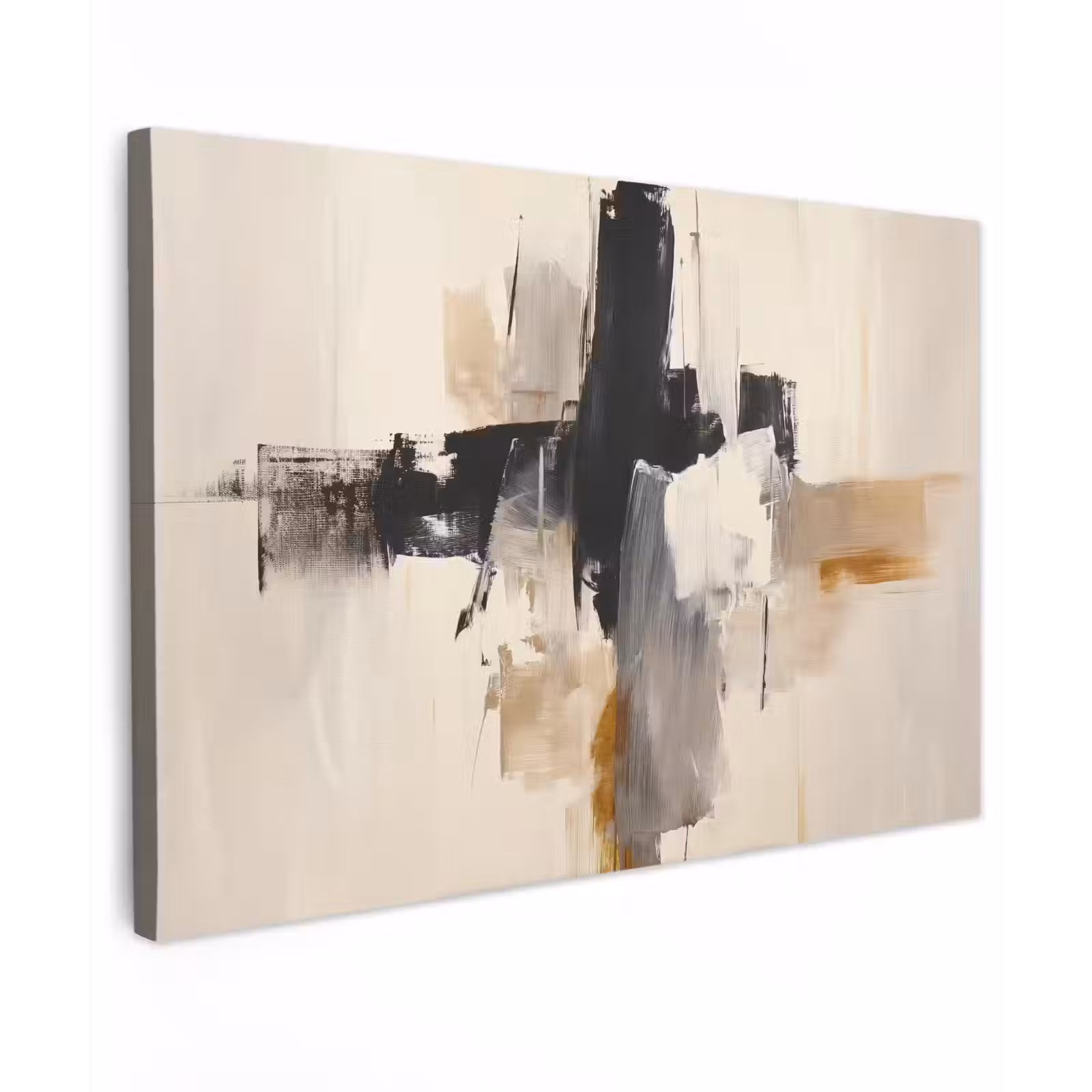 Canvas schilderij - Penseelstreken - Ruw - Abstract - Beige — 1