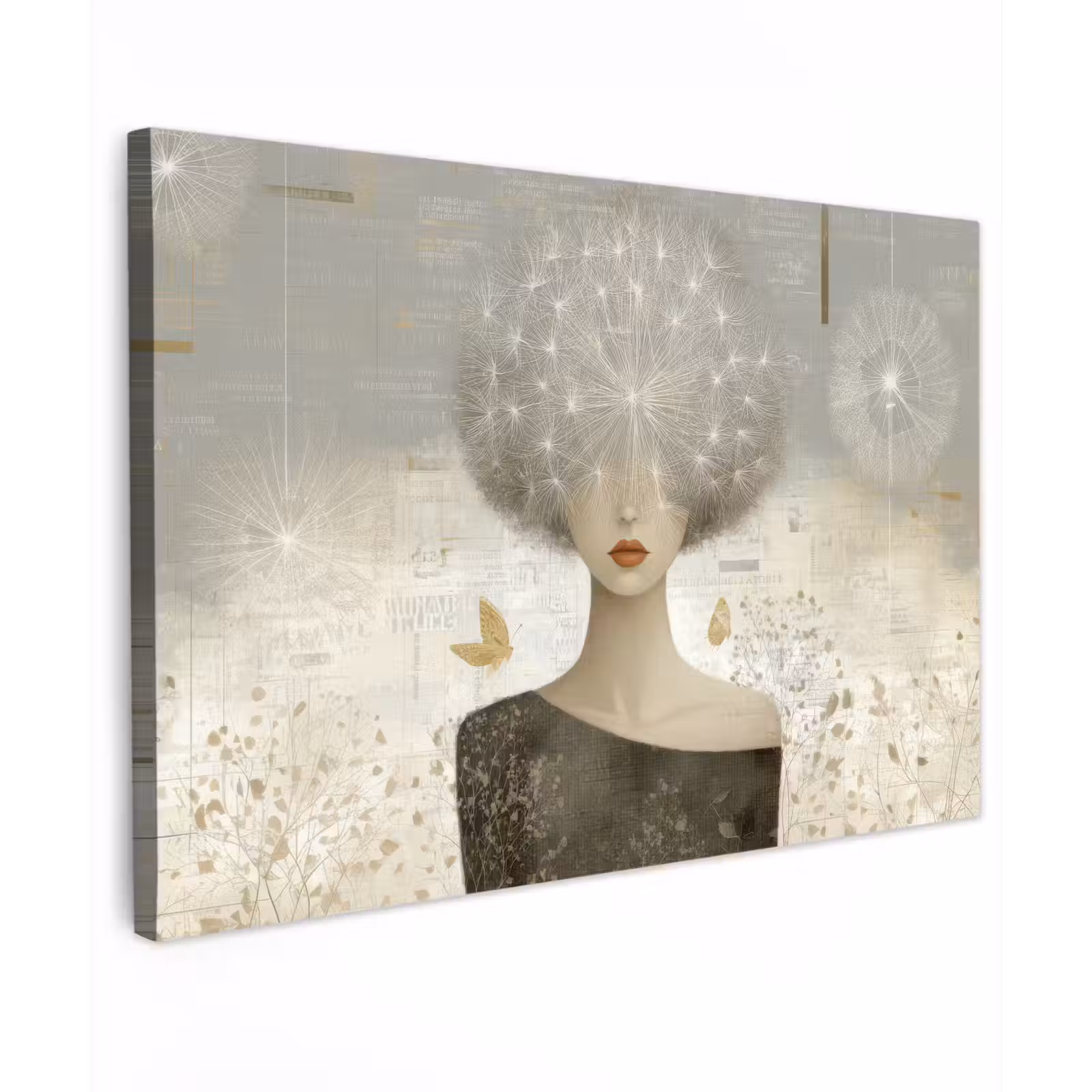 Canvas schilderij - Pluis - Vrouw - Beige — 1