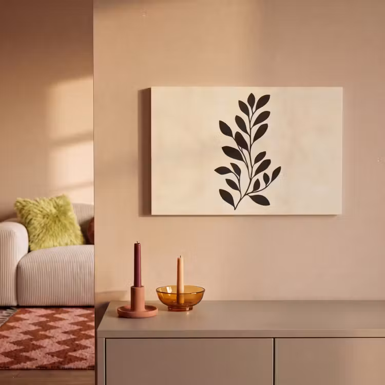 Canvas schilderij - Minimalistisch - Tak - Bladeren - Zwart — 2