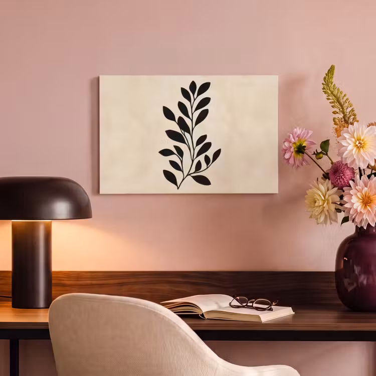 Canvas schilderij - Minimalistisch - Tak - Bladeren - Zwart — 4