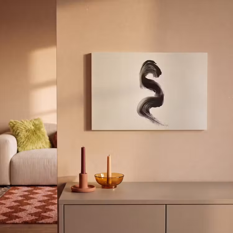 Canvas schilderij - Penseelstreek - Zwart - Minimalistisch — 2