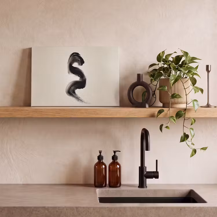 Canvas schilderij - Penseelstreek - Zwart - Minimalistisch — 3