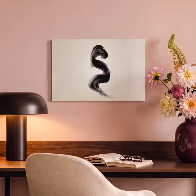 Canvas schilderij - Penseelstreek - Zwart - Minimalistisch — 4