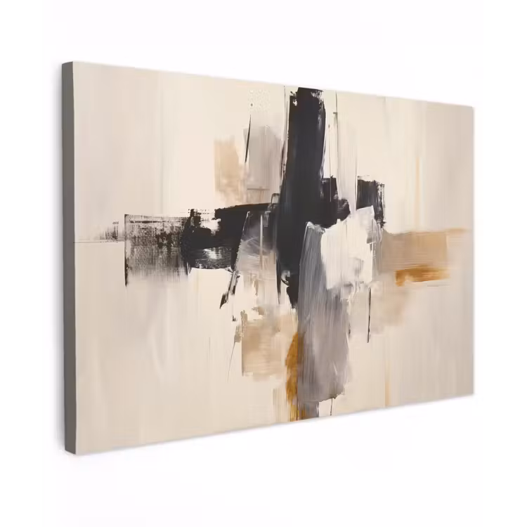 Canvas schilderij - Penseelstreken - Ruw - Abstract - Beige — 1
