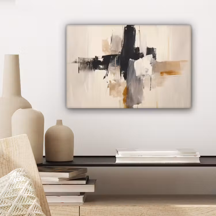 Canvas schilderij - Penseelstreken - Ruw - Abstract - Beige — 5