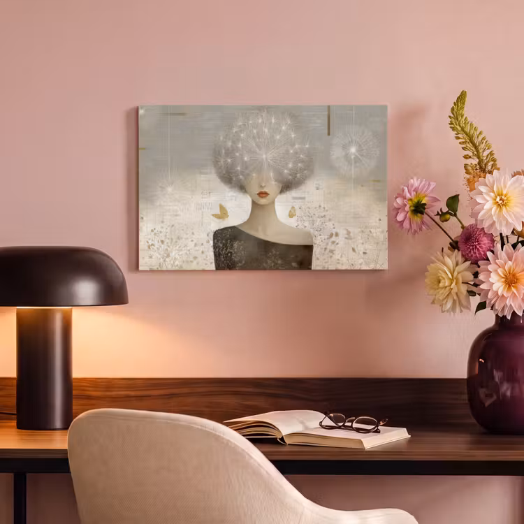 Canvas schilderij - Pluis - Vrouw - Beige — 4
