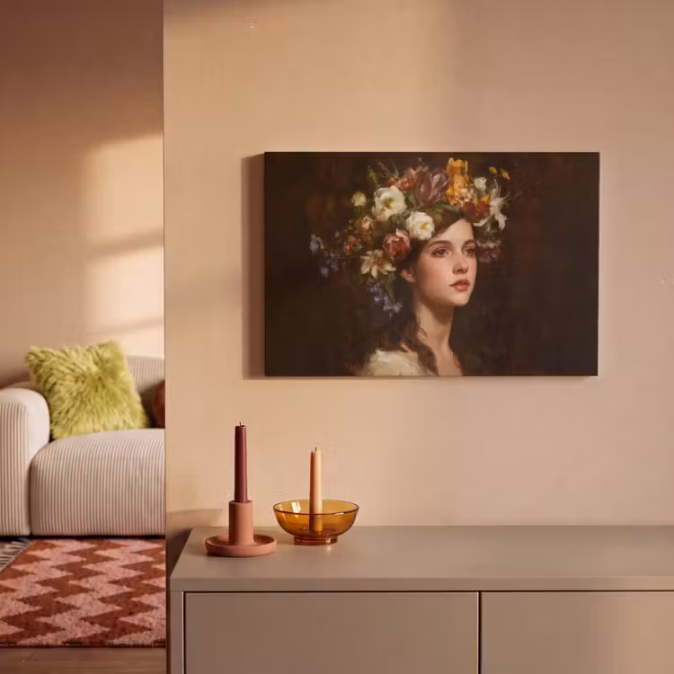 Canvas schilderij - Portret - Vrouw - Bloemen — 2