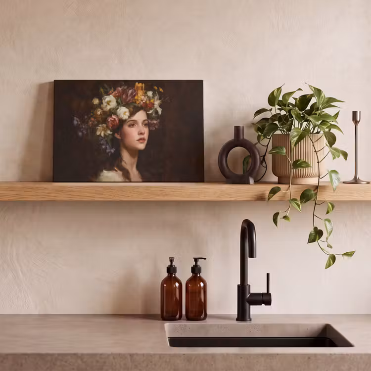 Canvas schilderij - Portret - Vrouw - Bloemen — 3
