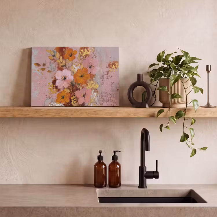 Canvas schilderij - Schilderij - Bloemen - Rustiek - Roze — 3