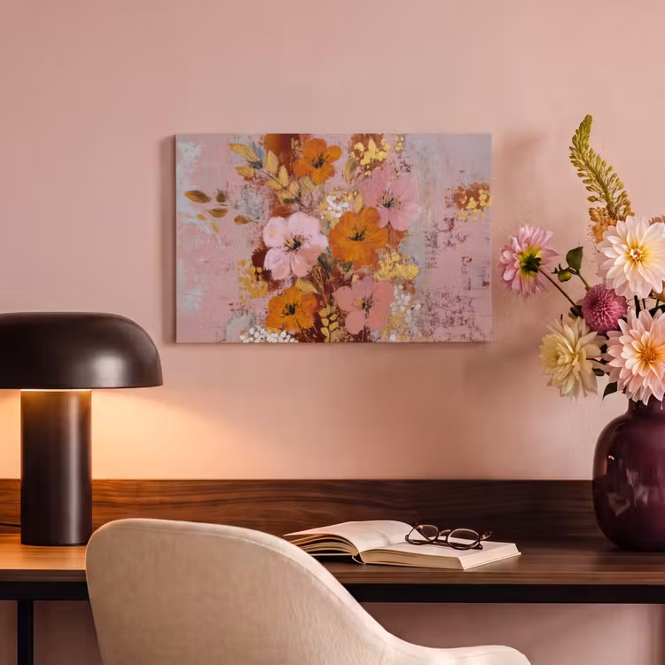 Canvas schilderij - Schilderij - Bloemen - Rustiek - Roze — 4