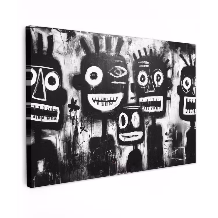 Canvas schilderij - Schilderij - Figuren - Zwart - Abstract — 1