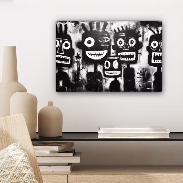 Canvas schilderij - Schilderij - Figuren - Zwart - Abstract — 5
