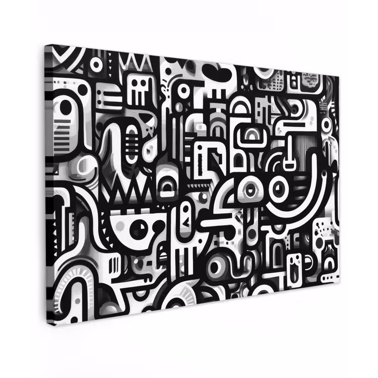 Canvas schilderij - Symbolen - Abstract - Grafisch - Zwart — 1