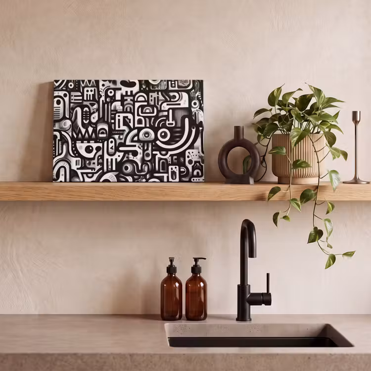Canvas schilderij - Symbolen - Abstract - Grafisch - Zwart — 3