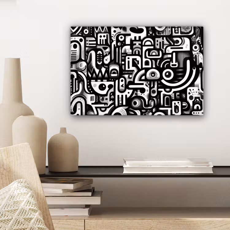 Canvas schilderij - Symbolen - Abstract - Grafisch - Zwart — 5