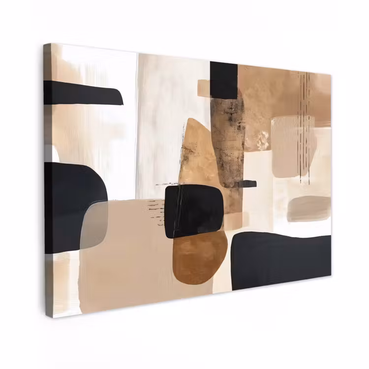 Canvas schilderij - Vlakken - Abstract - Zwart - Strepen — 1