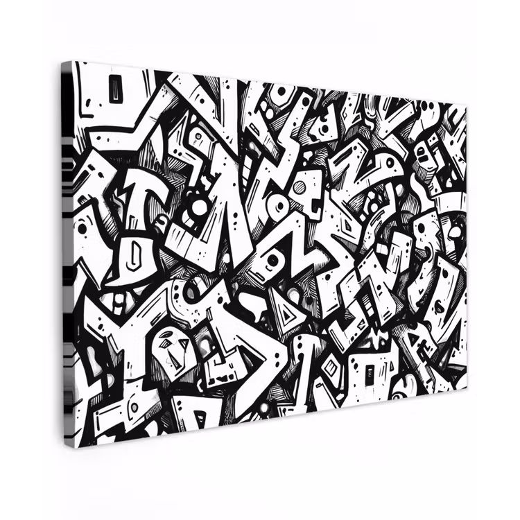 Canvas schilderij - Vormen - Letters - Graffiti - Zwart — 1