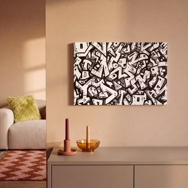 Canvas schilderij - Vormen - Letters - Graffiti - Zwart — 2