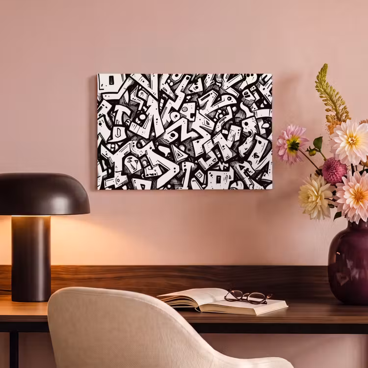Canvas schilderij - Vormen - Letters - Graffiti - Zwart — 4