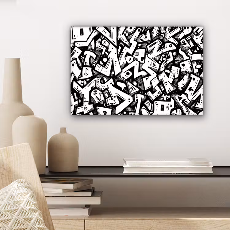 Canvas schilderij - Vormen - Letters - Graffiti - Zwart — 5