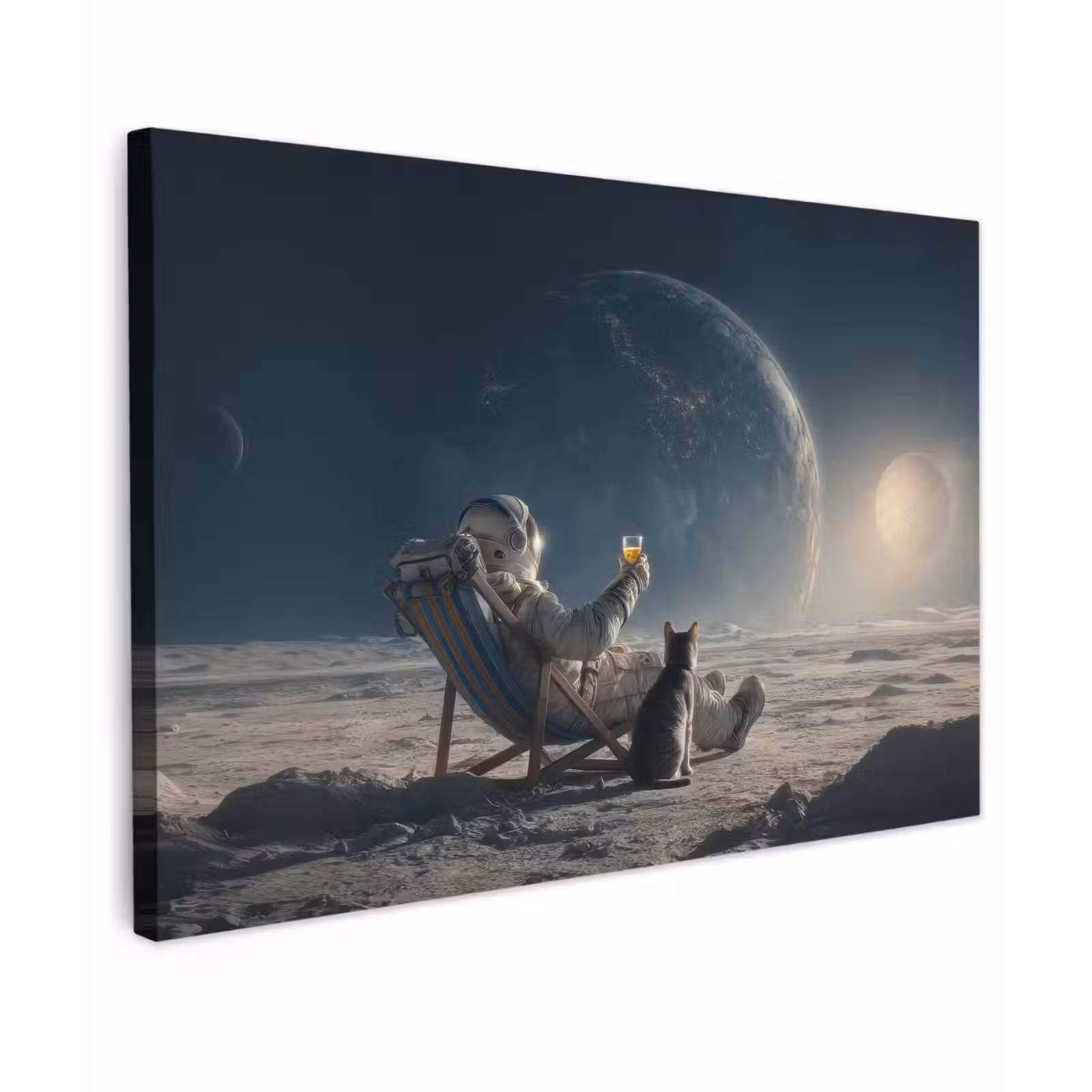 Canvas schilderij - Maan - Kat - Astronaut - Ruimte — 1
