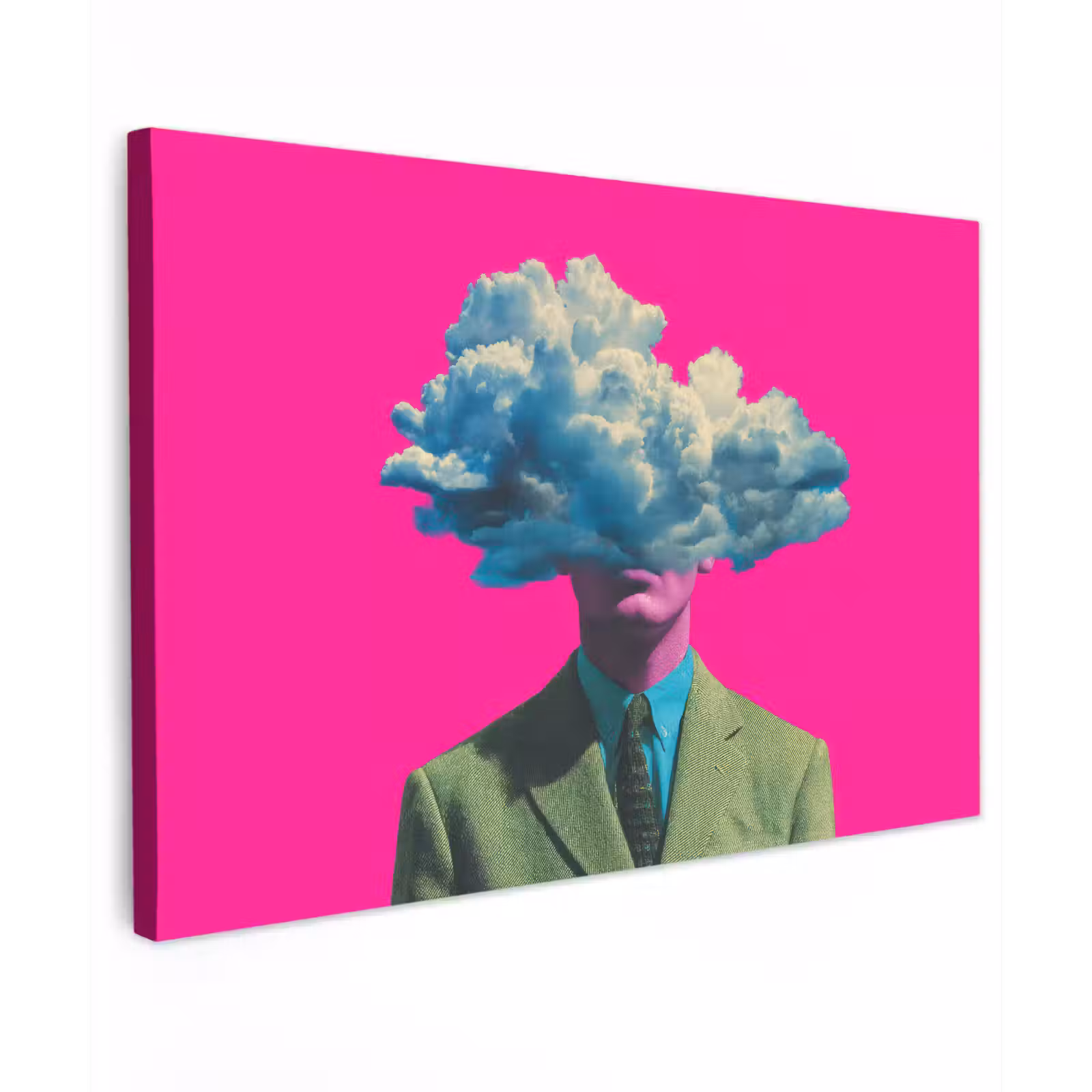 Canvas schilderij - Man - Pak - Wolk - Roze — 1