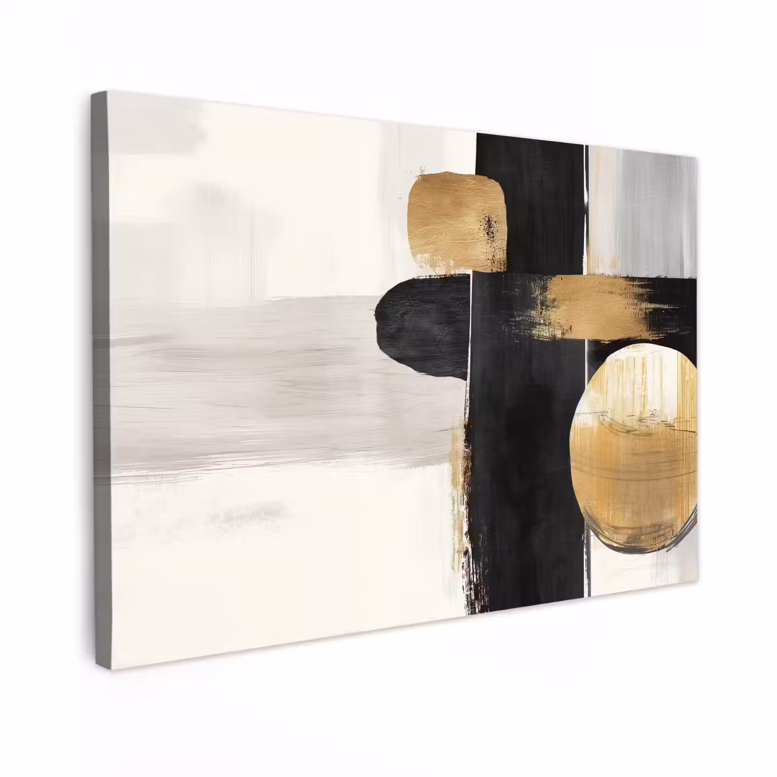 Canvas schilderij - Vormen - Penseelstreken - Abstract - Goud — 1