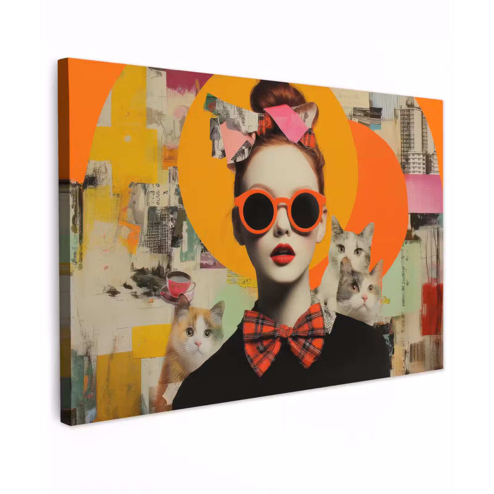 Canvas schilderij - Vrouw - Bril - Strik - Retro — 1