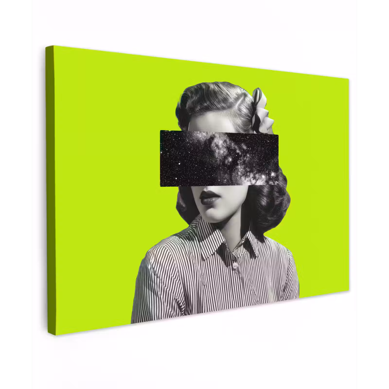 Canvas schilderij - Vrouw - Sterrenhemel - Groen — 1