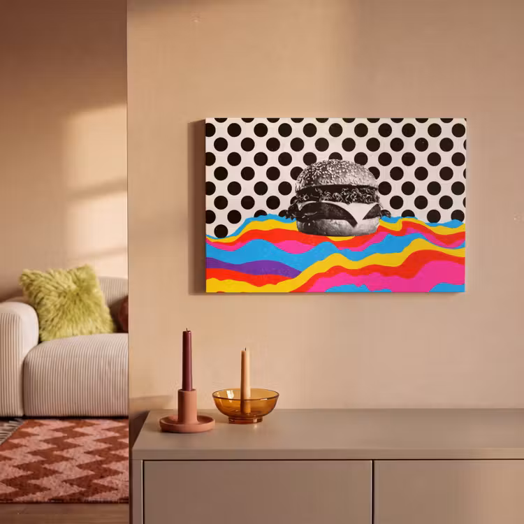 Canvas schilderij - Hamburger - Stippen - Golven - Kleuren — 2