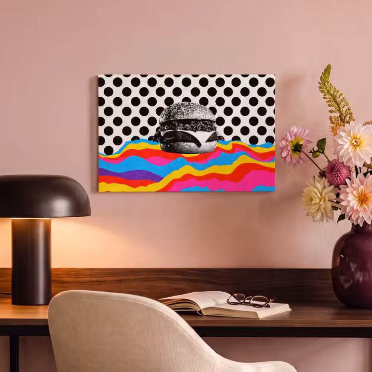 Canvas schilderij - Hamburger - Stippen - Golven - Kleuren — 4
