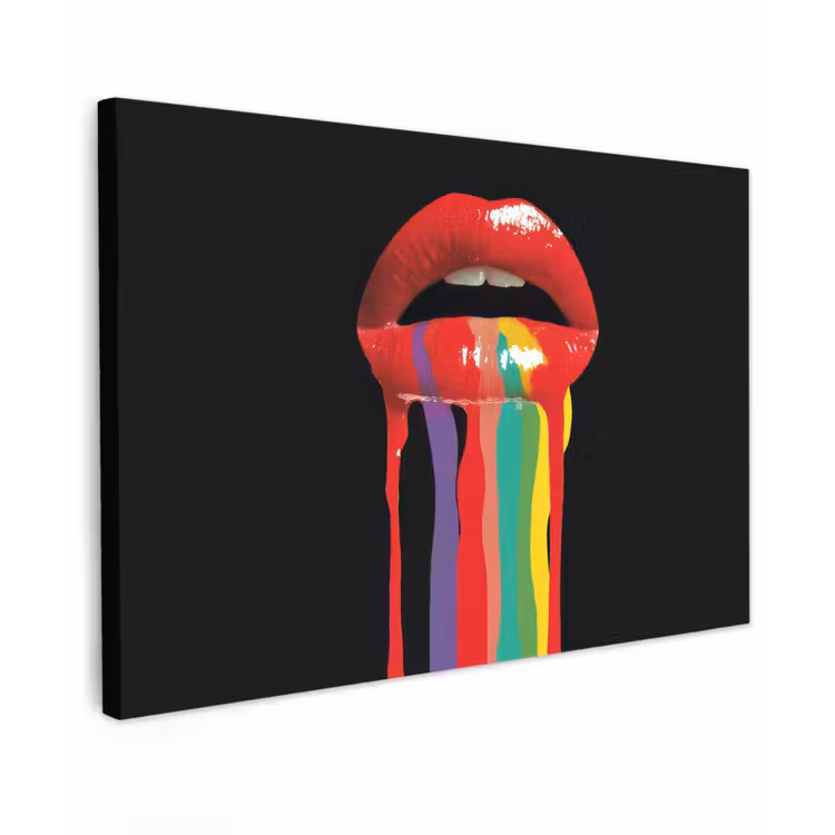 Canvas schilderij - Lippen - Kleuren - Zwart — 1