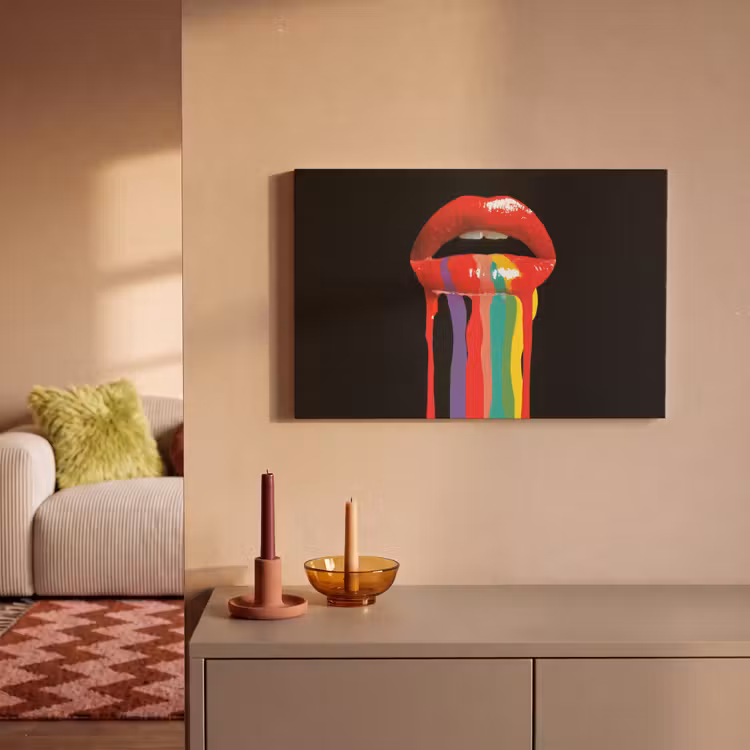 Canvas schilderij - Lippen - Kleuren - Zwart — 2