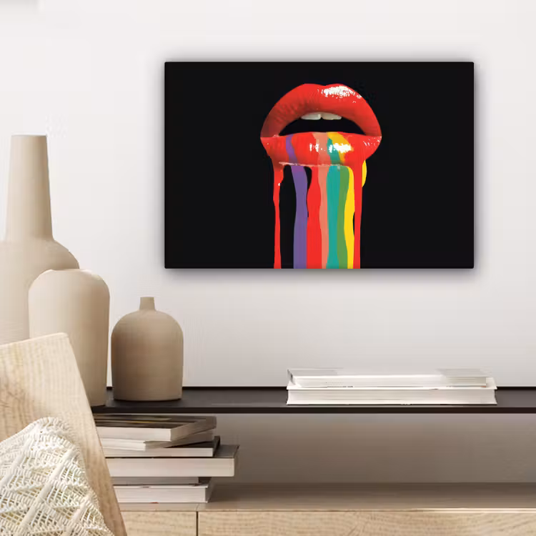Canvas schilderij - Lippen - Kleuren - Zwart — 5