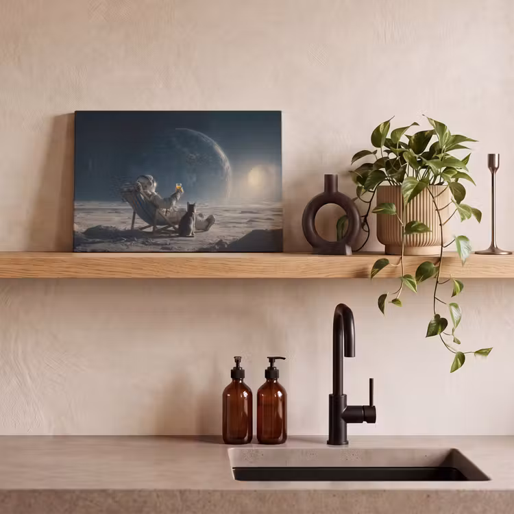 Canvas schilderij - Maan - Kat - Astronaut - Ruimte — 3