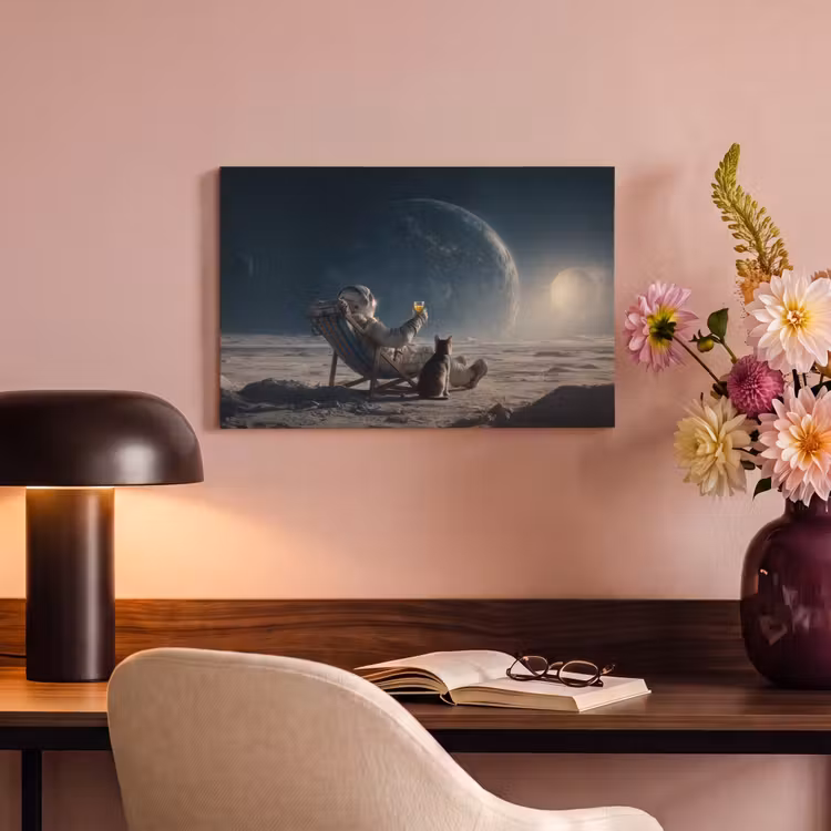 Canvas schilderij - Maan - Kat - Astronaut - Ruimte — 4